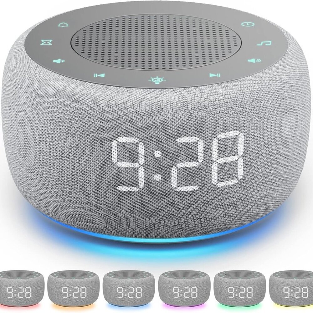Sound Machine & Alarm Clock 2-in-1, 18 Soothing Sound, 7 Night Light, Sleep Time - Picture 1 of 7